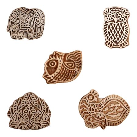 Set of 5 Piece New Mix Wooden Printing Block